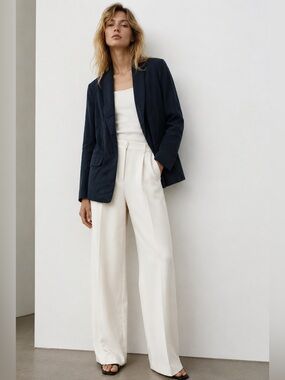 Willow & Clay Navy Open Front Blazer Jacket Size Small